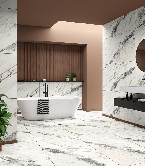 Marble wall and warm modern interior